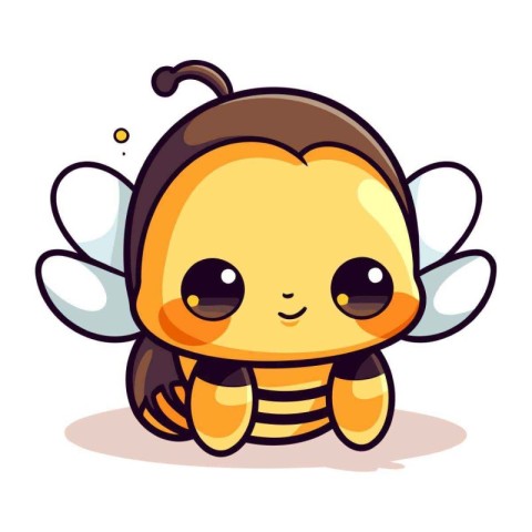 Cute cartoon bee. Vector illustration isolated on a white backgr