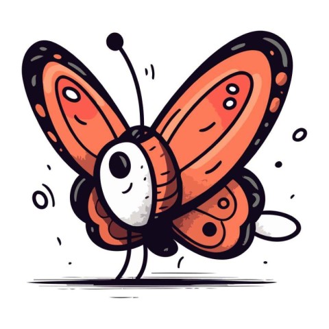 Butterfly on a white background. Vector illustration in cartoon