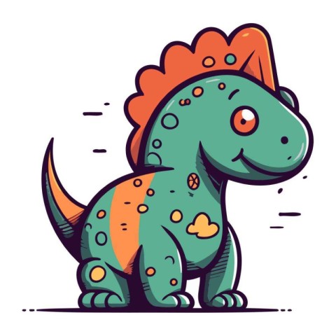 Cute cartoon dinosaur. Vector illustration of a prehistoric dino