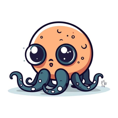 Cute octopus cartoon vector illustration. Cute octopus character