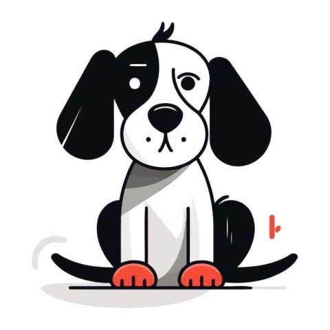 Cute cartoon dog sitting on white background. Vector illustratio