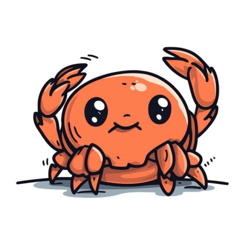 Cute cartoon crab. Vector illustration. Isolated on white backgr