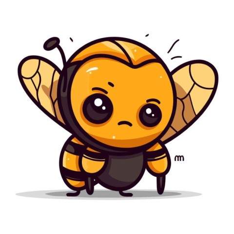 Cute cartoon bee character. Vector illustration isolated on whit