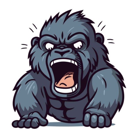 Angry gorilla cartoon mascot. Vector illustration of a gorilla a