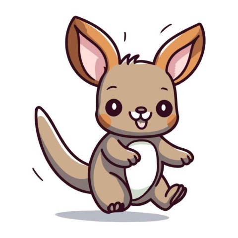 Kangaroo cartoon character vector illustration. Cute kangaroo ka