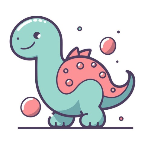 Cute dinosaur. Vector illustration in doodle style. Isolated on