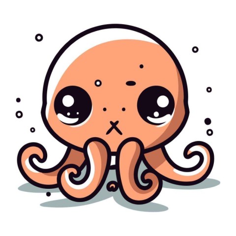 Cute cartoon octopus. Vector illustration isolated on white back