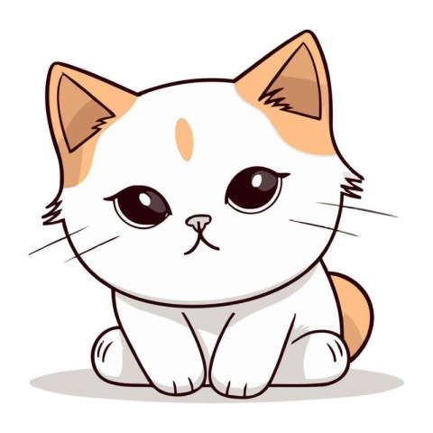 Cute cartoon cat. Vector illustration isolated on a white backgr