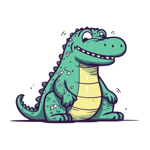 Crocodile vector illustration. Hand drawn cartoon crocodile.