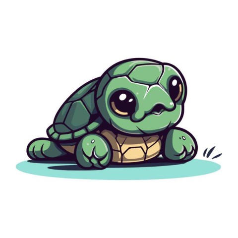 Cute little turtle. Vector illustration. Isolated on white backg