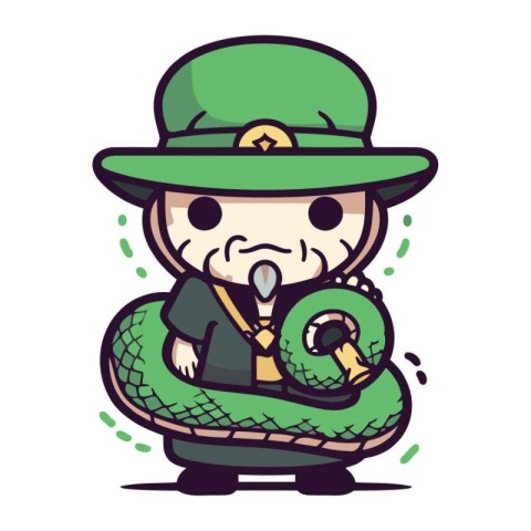 Leprechaun Snake Cartoon Mascot Character Vector Illustration