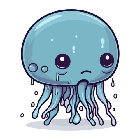 Cute cartoon jellyfish on a white background. Vector illustratio