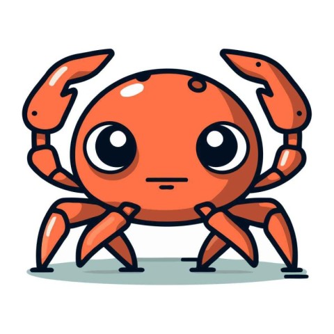 Crab character. Cute cartoon vector illustration. Funny crab.