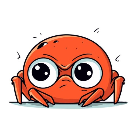 Crab cartoon character. Vector illustration of a cute red crab.