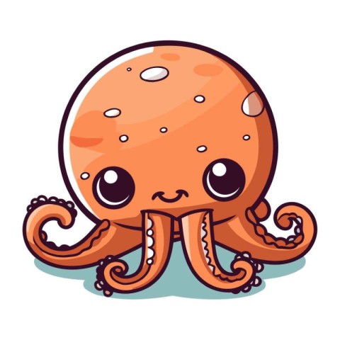 Cute cartoon octopus isolated on white background. Vector illust