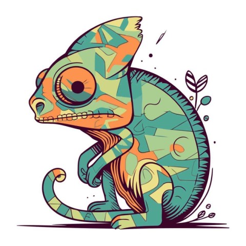 Cute chameleon. Vector illustration of a chameleon.