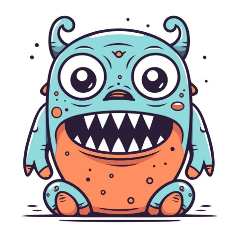 Funny cartoon monster. Vector illustration of a cute monster. Ca