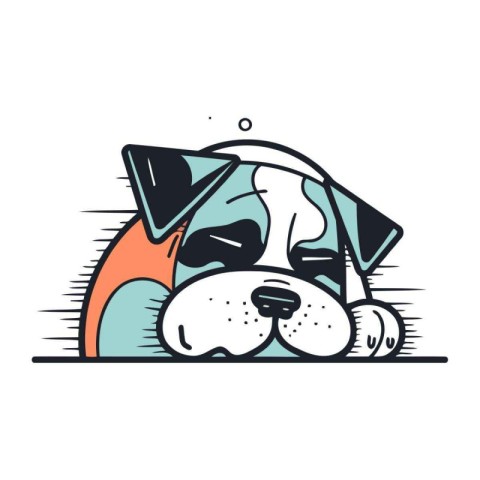 Cute dog. Vector illustration in doodle style on white backgroun