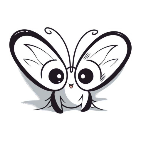 Butterfly with big eyes on a white background. Vector illustrati