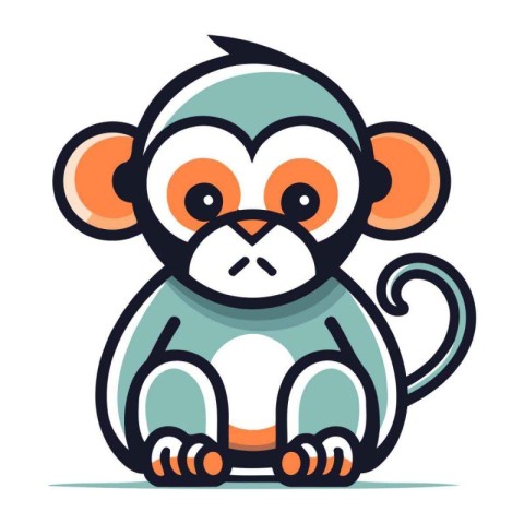 Cute cartoon monkey. Vector illustration isolated on a white bac