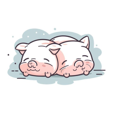 Cute pig sleeping on white background. Vector illustration in sk