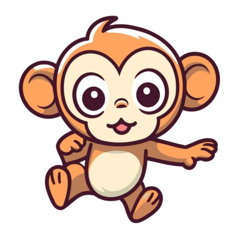 Cute cartoon monkey. Vector illustration isolated on a white bac