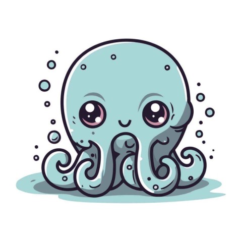 Cute cartoon octopus. Vector illustration isolated on white back