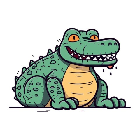 Cartoon crocodile. Vector illustration of a cute crocodile.