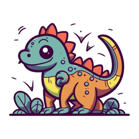 Cartoon dinosaur. Vector illustration of a cute dinosaur isolate