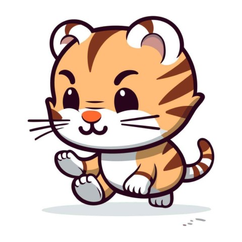 Cute cartoon tiger. Vector illustration isolated on a white back