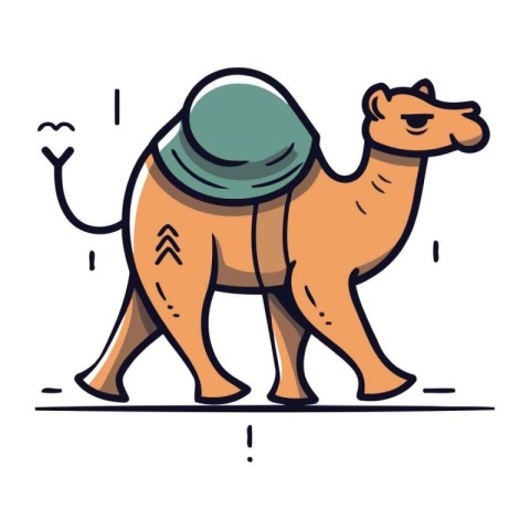 Camel. Vector illustration in flat style. Cute cartoon character