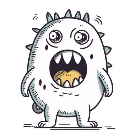 Funny cartoon monster. Vector illustration of cute monster. Cute