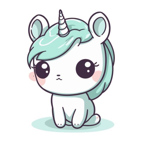 Cute cartoon unicorn. Vector illustration isolated on a white ba