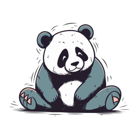 Vector illustration of a panda sitting. Isolated on white backgr