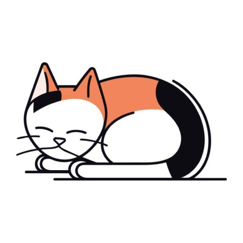 cute cat sleeping isolated icon vector illustration designicon v