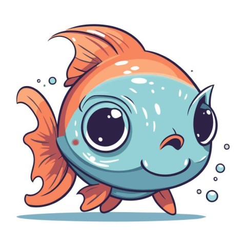 Cute cartoon fish. Vector illustration. Isolated on white backgr