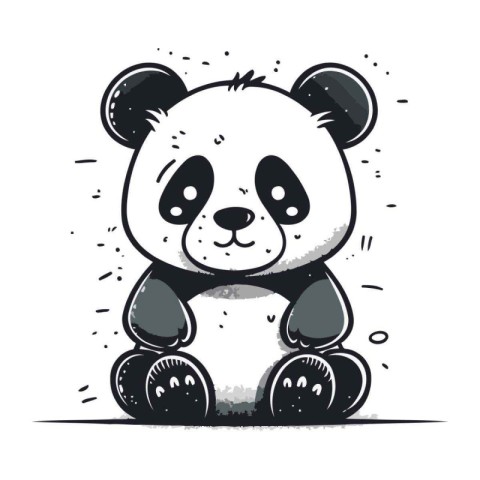 Cute cartoon panda vector illustration. Hand drawn panda.