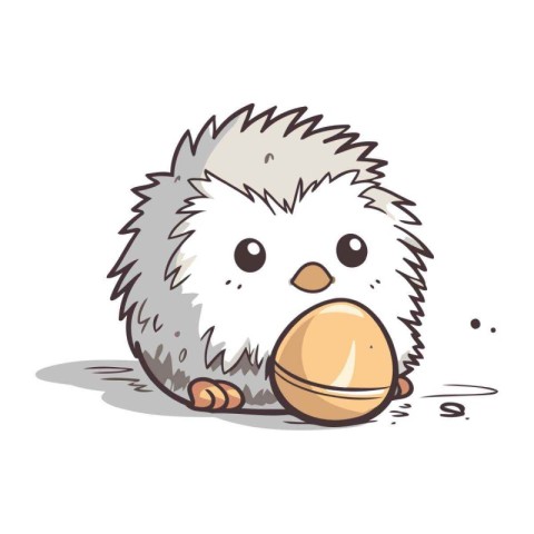 Cute cartoon hedgehog with egg on white background. Vector illus