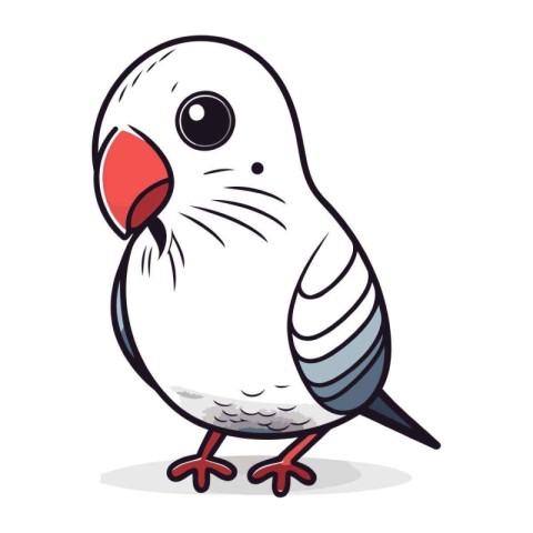 Cute cartoon parrot bird isolated on white background. Vector il