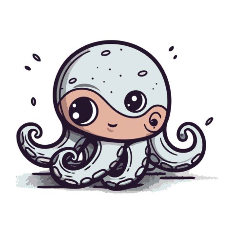 Cute cartoon octopus. Vector illustration of cute octopus.