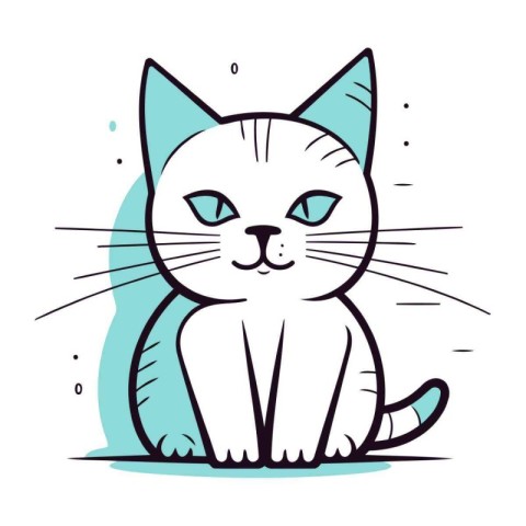 Cute cartoon cat. Vector illustration isolated on a white backgr