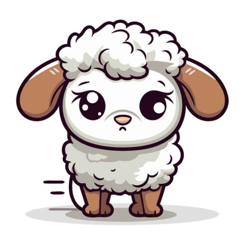 Cute cartoon sheep. Vector illustration. Isolated on white backg