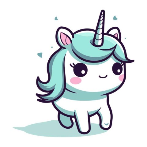 Cute cartoon unicorn. Vector illustration. Isolated on white bac