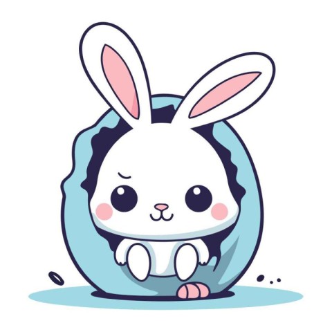 cute bunny in eggshell character vector illustration design.eps1