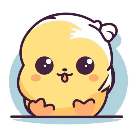 Cute little chicken character. Cute kawaii chicken. Vector illus