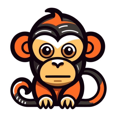 Cute cartoon monkey. Vector illustration isolated on a white bac