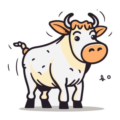 Cute cartoon cow. Vector illustration in doodle style.