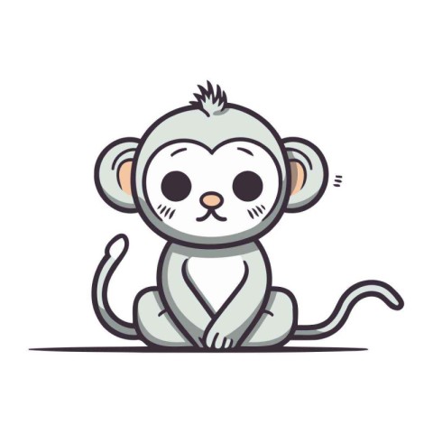 Cute cartoon monkey. Vector illustration. Isolated on white back