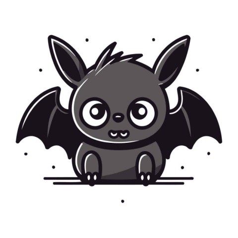 cute little bat flying character vector illustration designicon