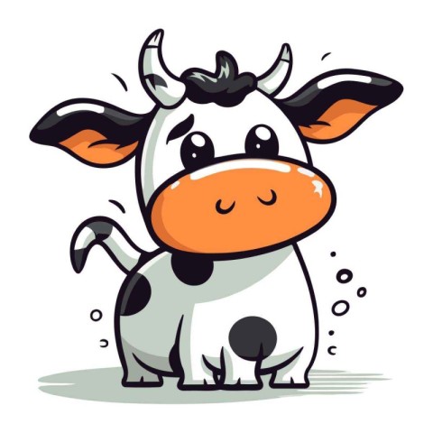 Cute cartoon cow. Vector illustration isolated on a white backgr